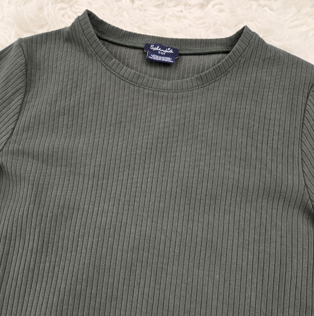 Splendid Size Small Long Sleeve Rib Tee. Olive Green. Good preowned condition. - Picture 2 of 7